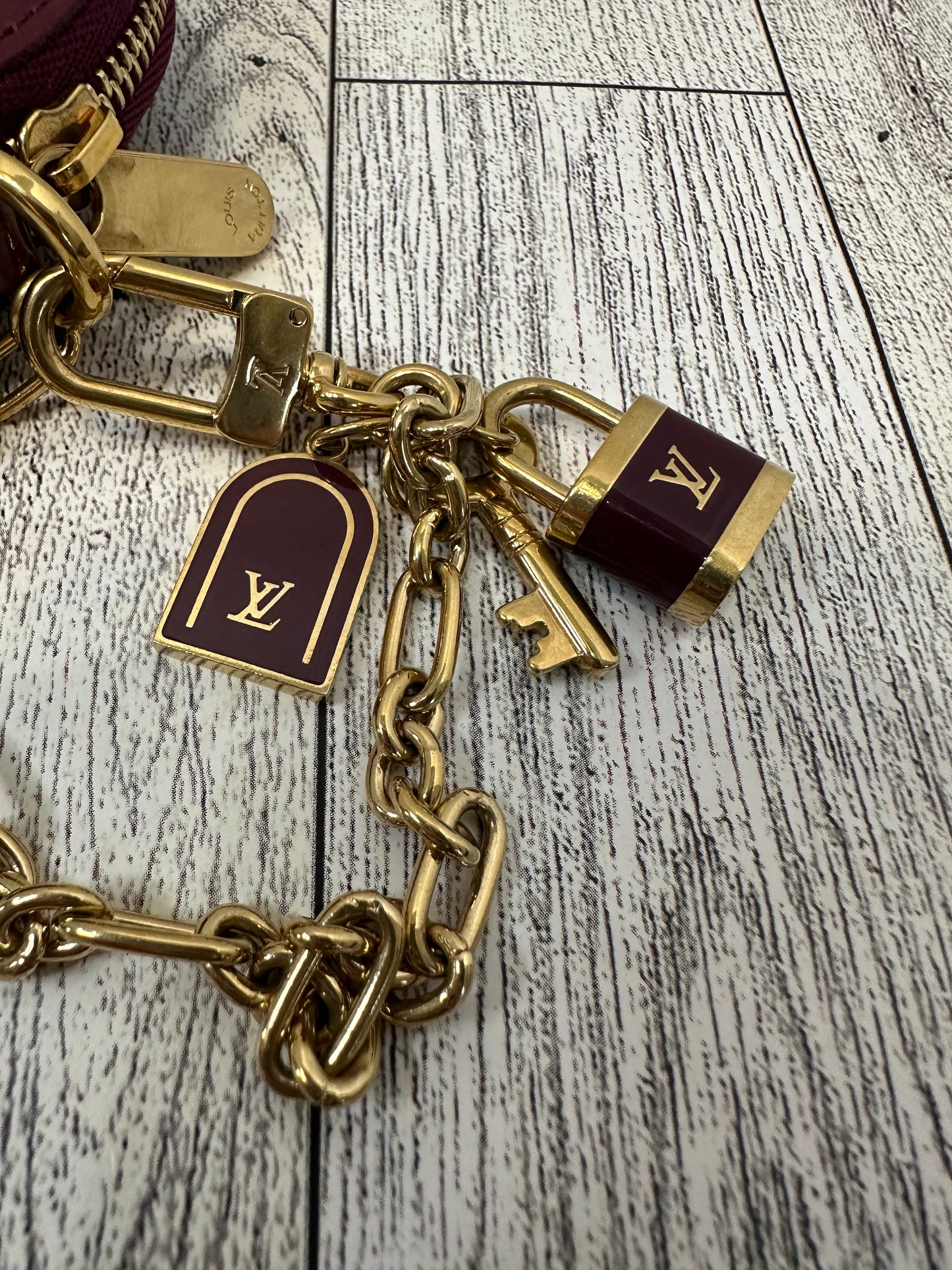 Louis Vuitton heart coin purse with chain and charms