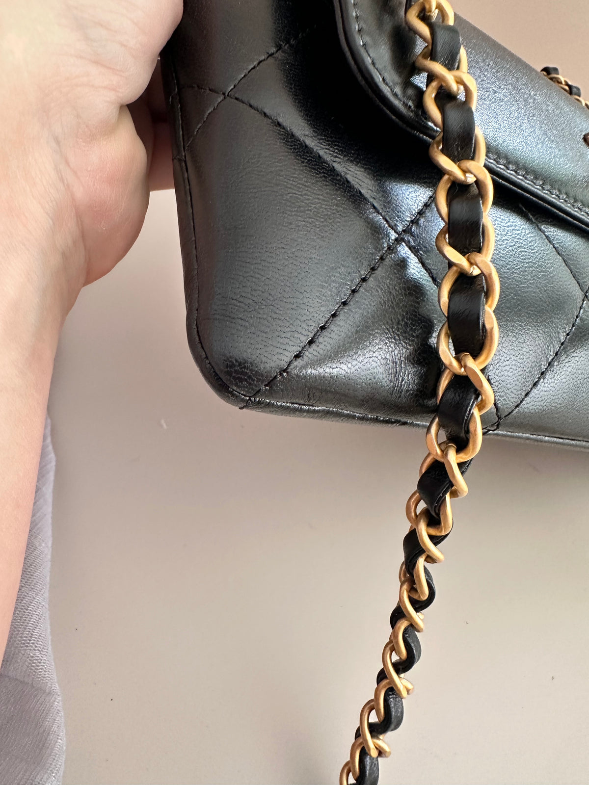 Chanel lambskin gold tone hardware