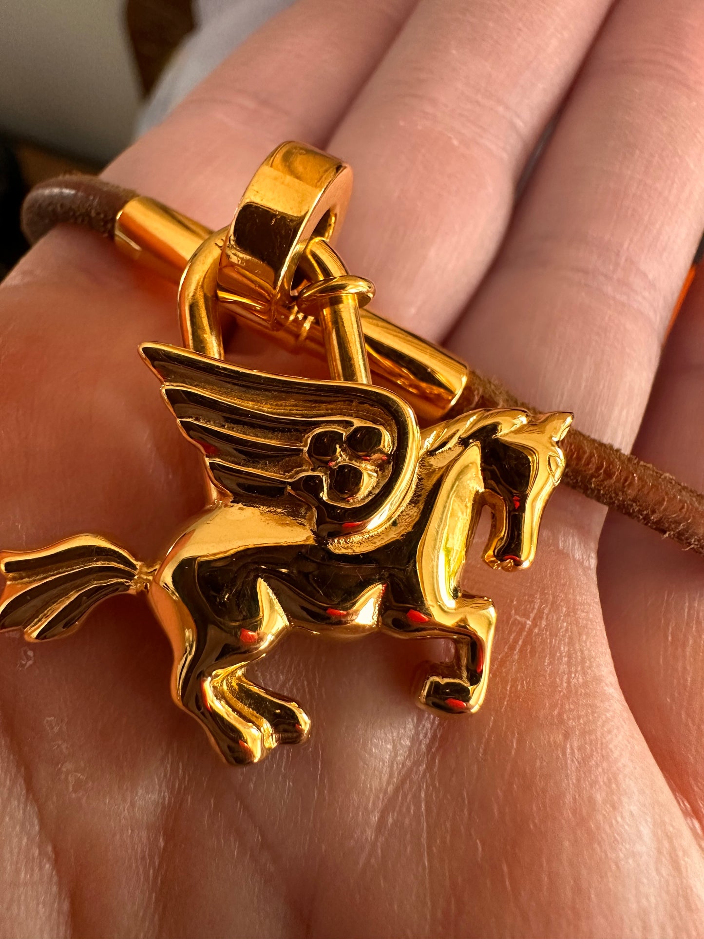 Hermes Pegasus charm with necklace