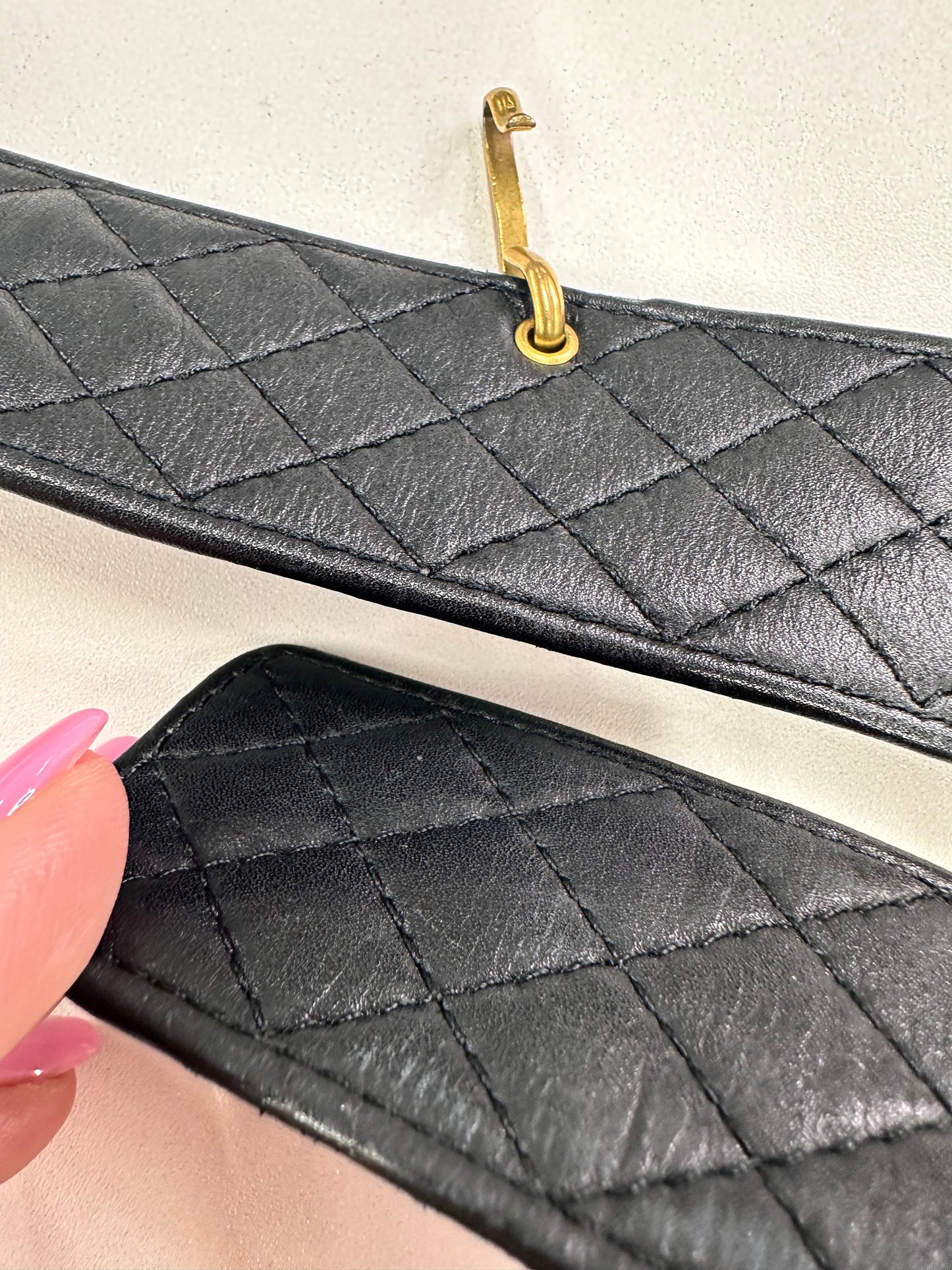 Chanel runway fall 1994 Black Lambskin medallion belt bag with chain