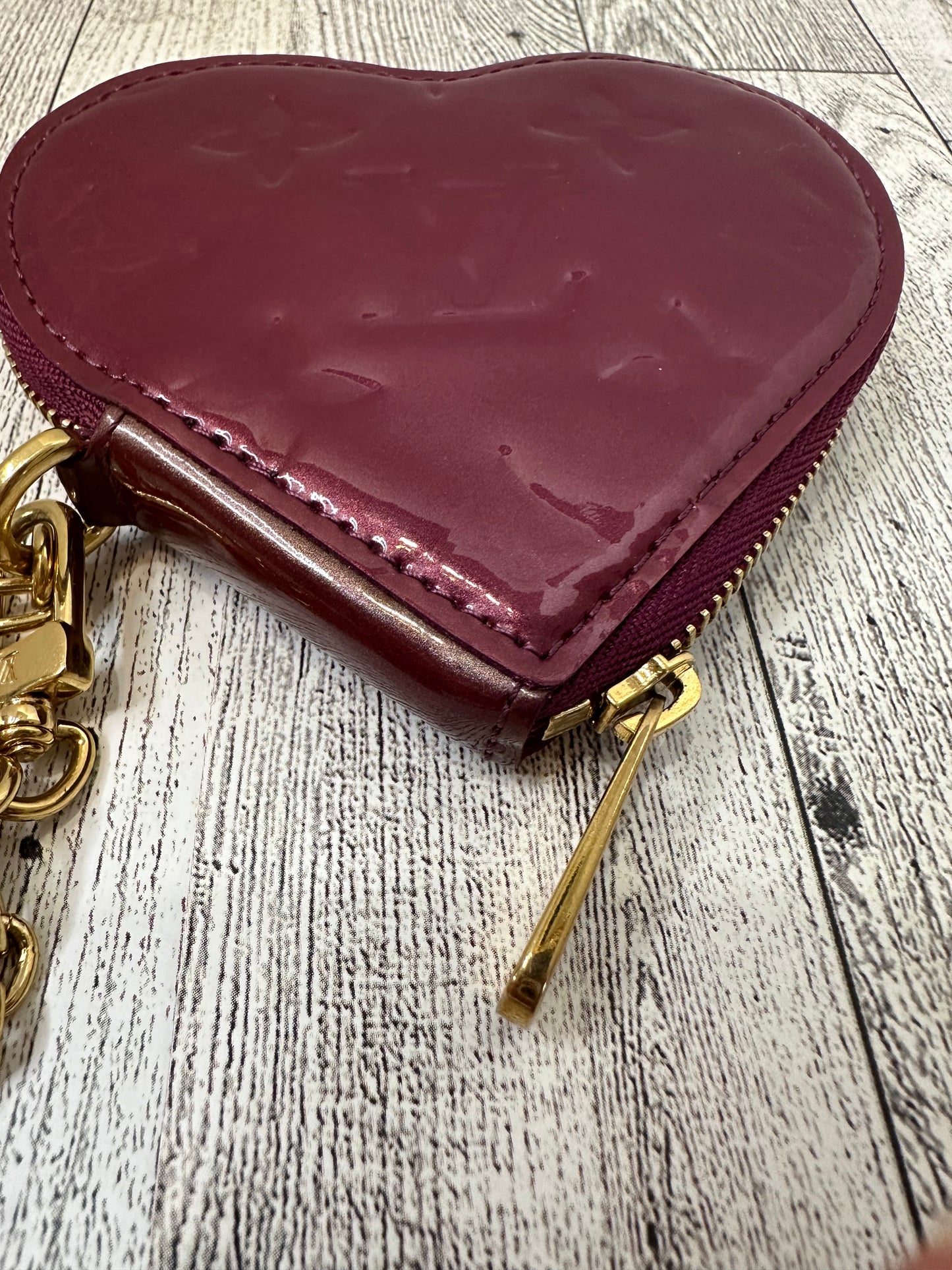 Louis Vuitton heart coin purse with chain and charms