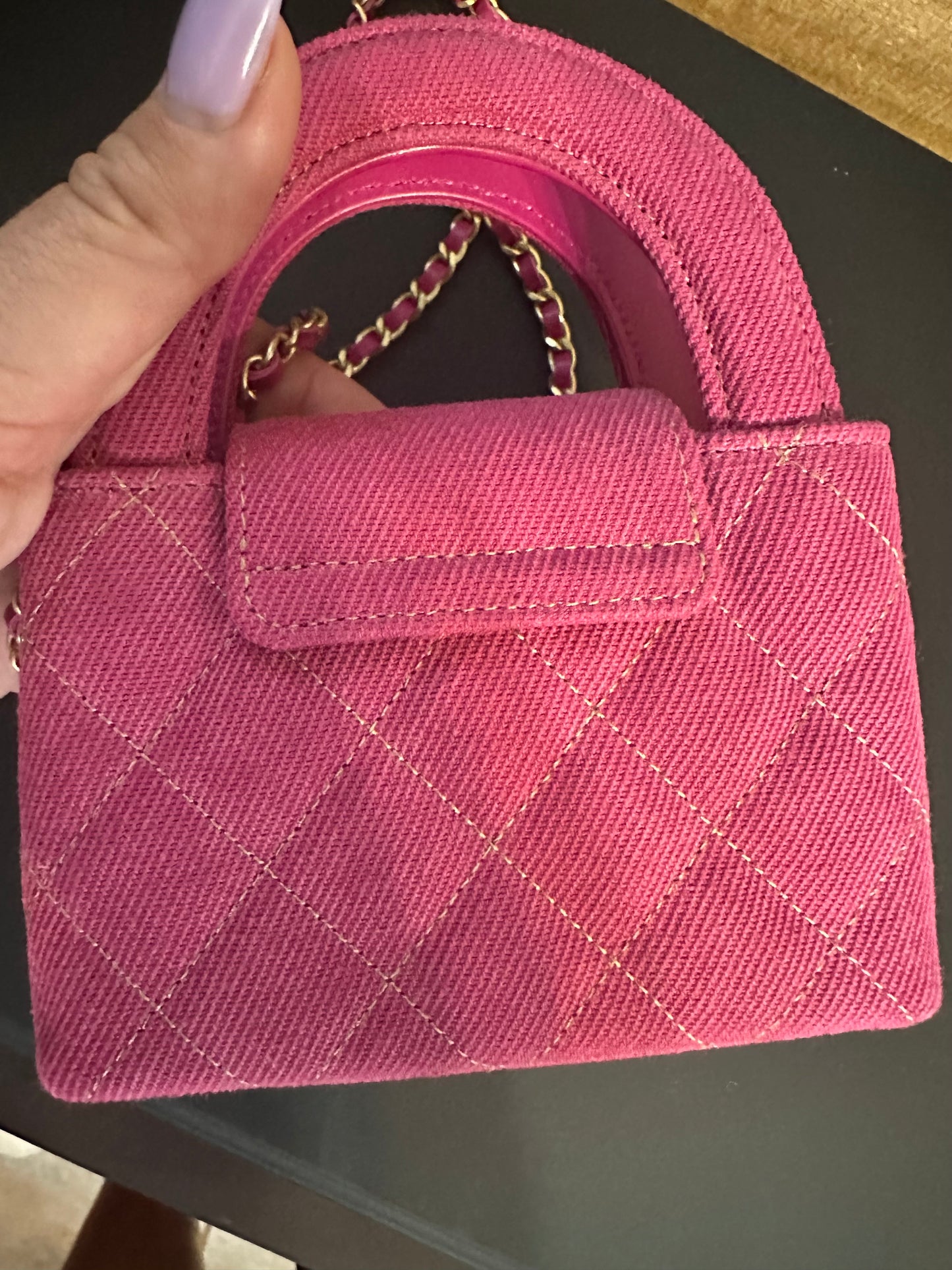 Chanel Mini Nano Kelly Shopper pink denim