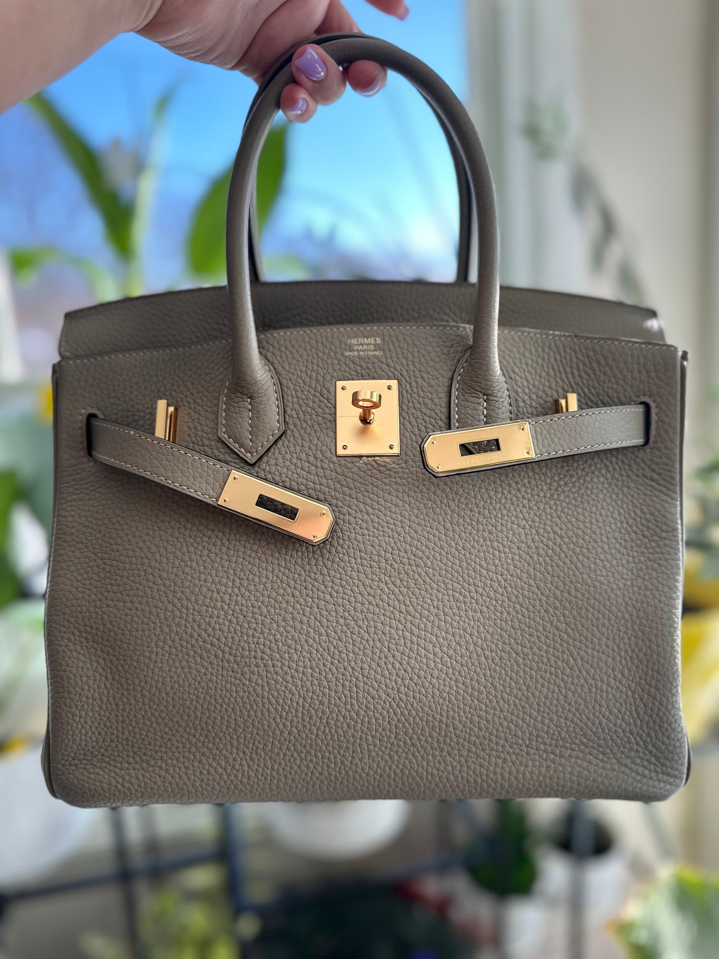 Hermes Birkin 30 Sauge Clemence Stamp A