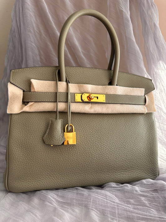 Hermes Birkin 30 Sauge Clemence Stamp A