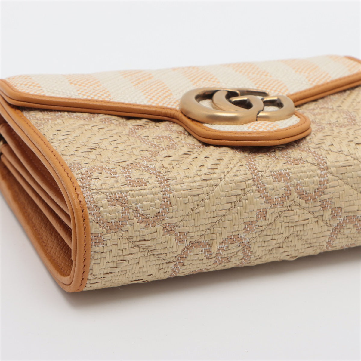 Gucci GG Marmont Raffia Wallet on Chain