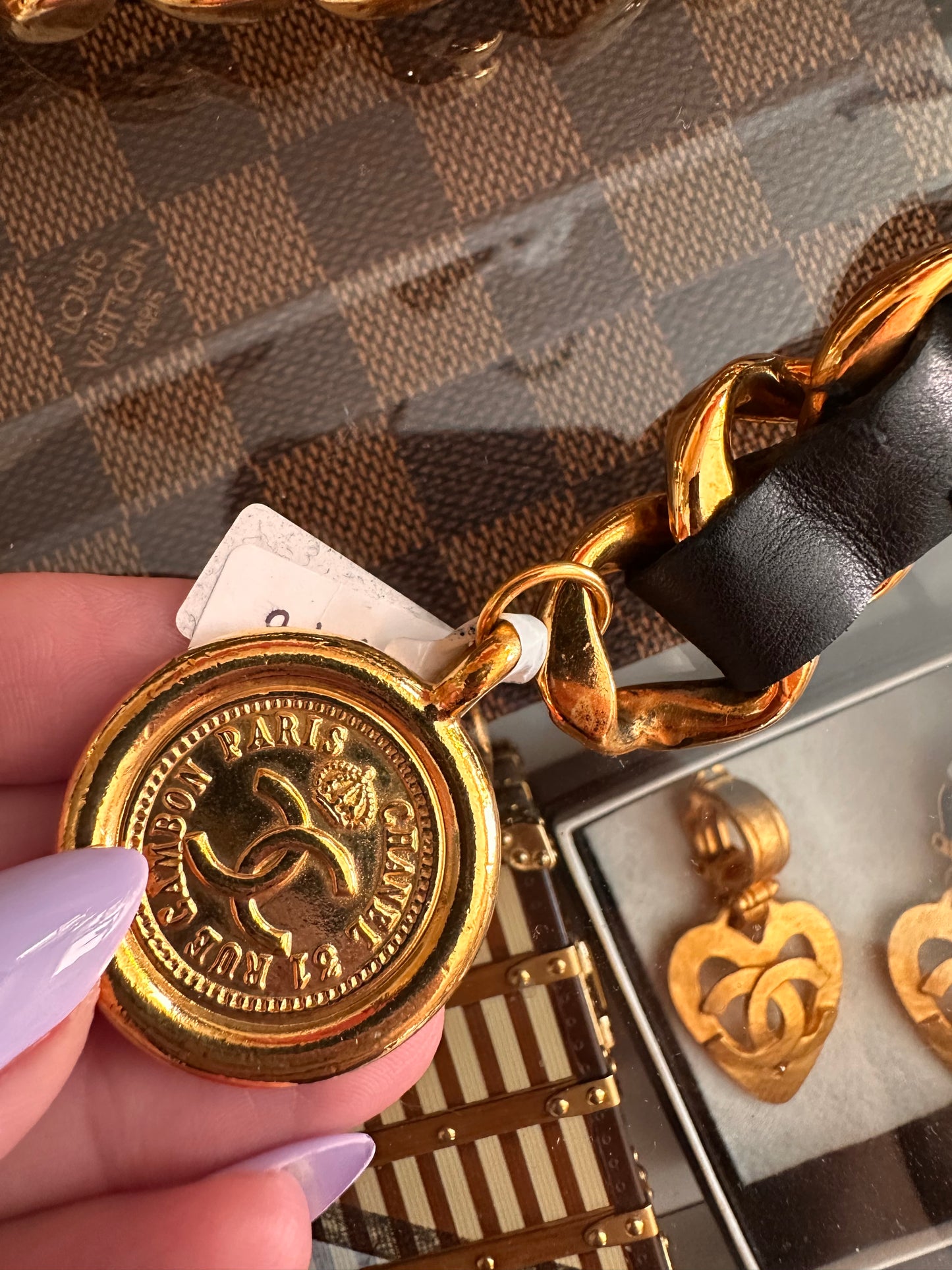 Chanel triple chain belt and Chanel plate belt