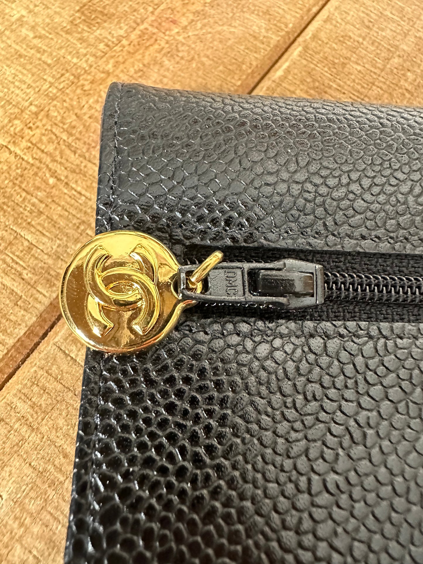 Chanel wallet double flap caviar leather