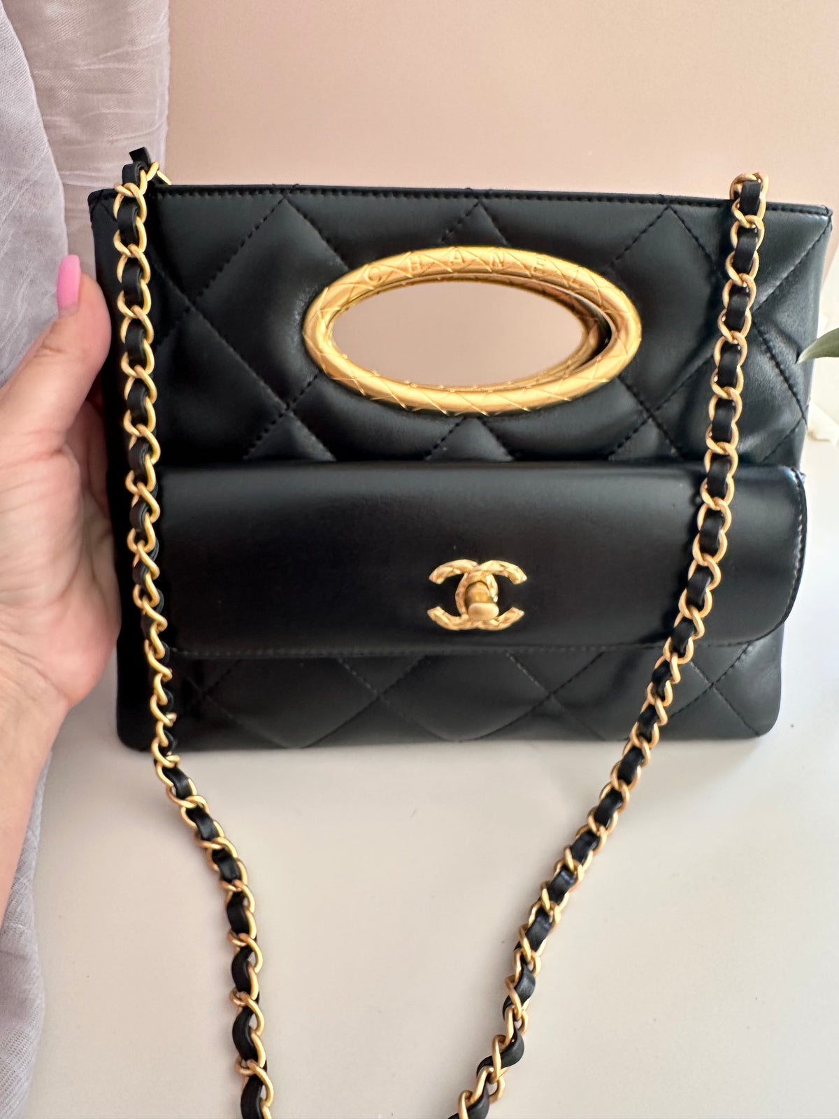 Chanel lambskin gold tone hardware