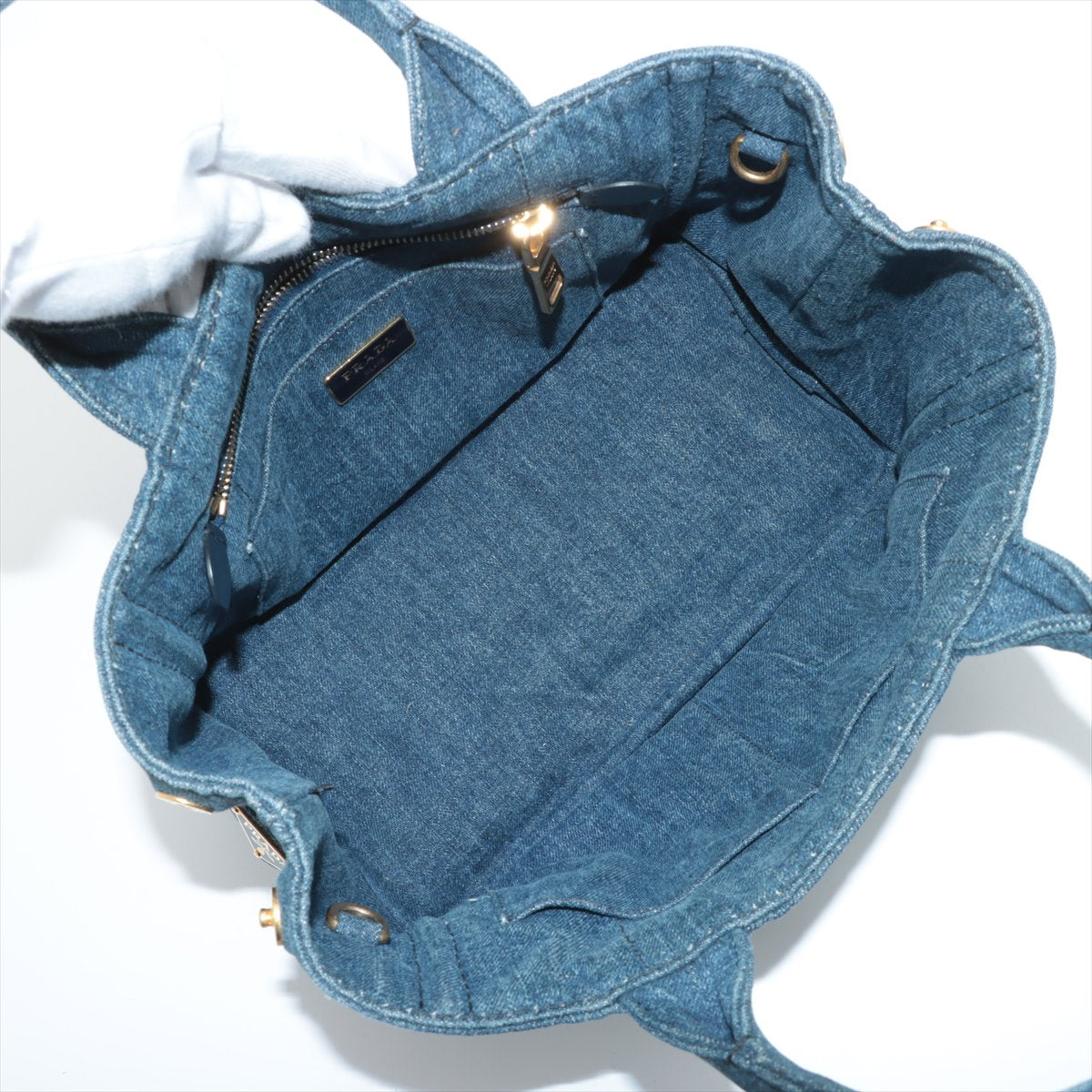 Prada canapa denim 2 way bag
