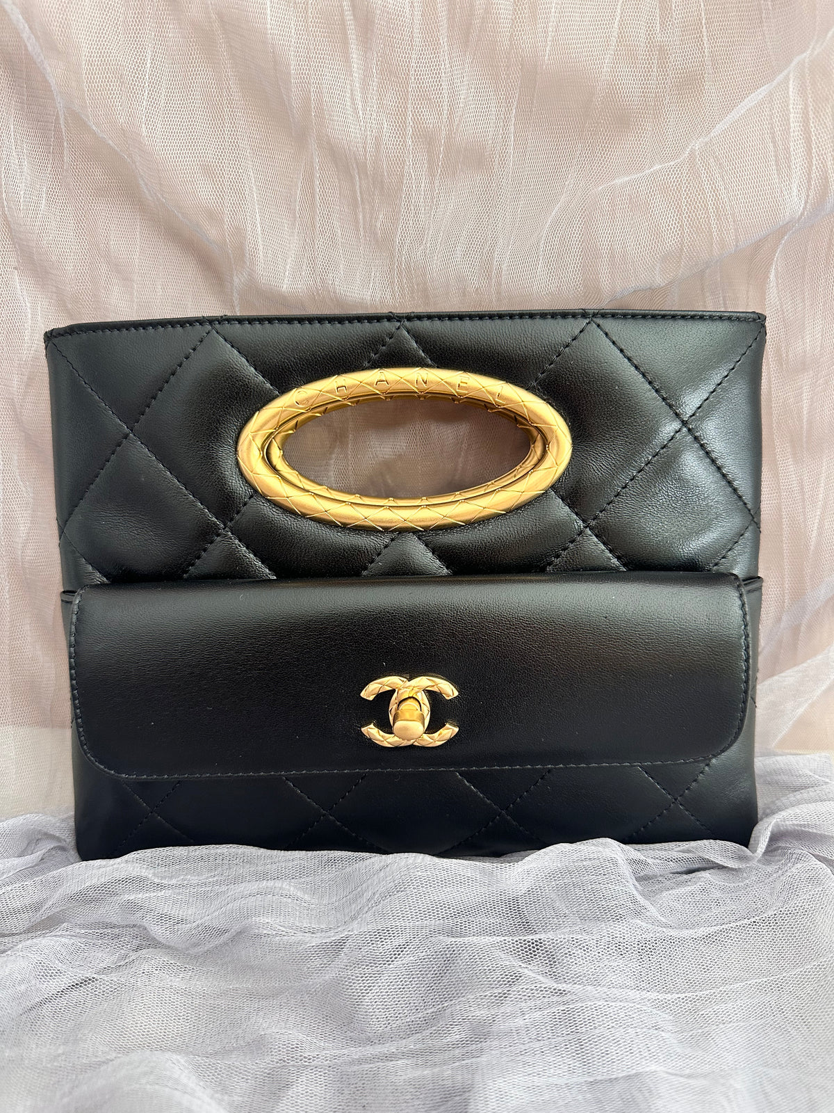 Chanel lambskin gold tone hardware
