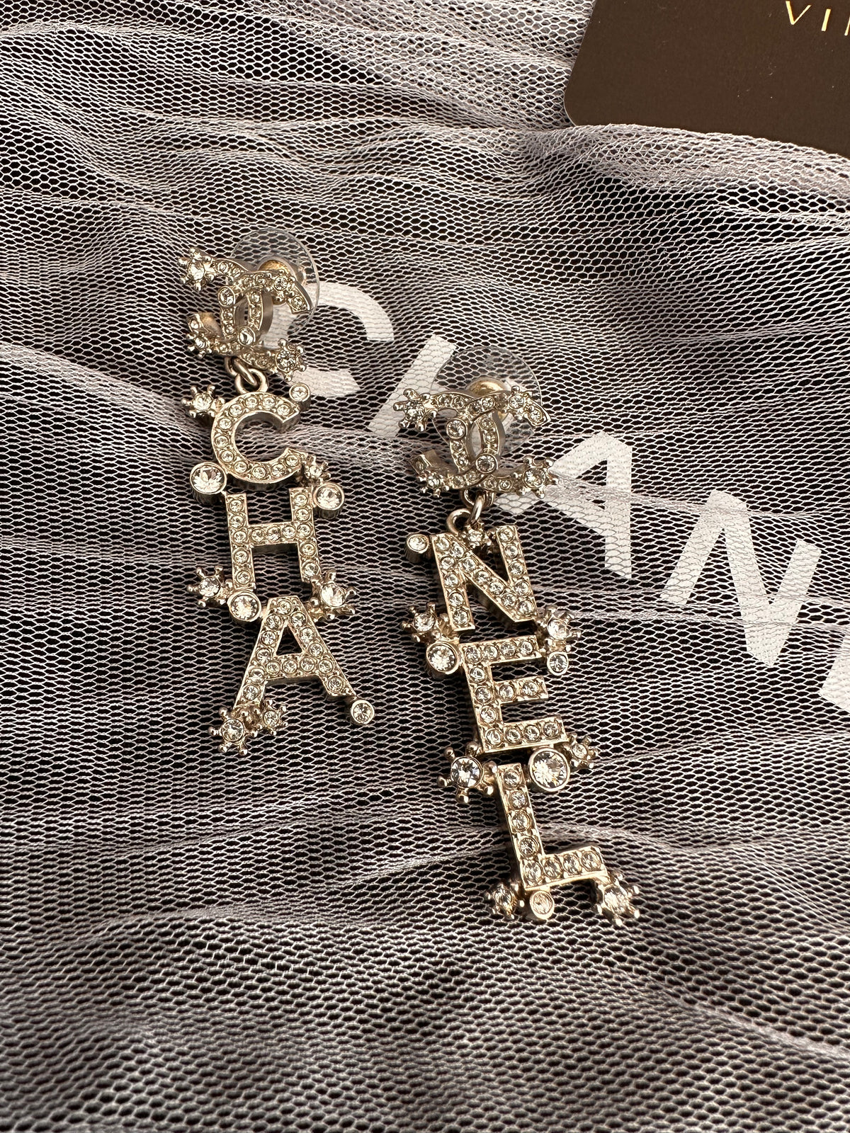Chanel drop down logo earrings