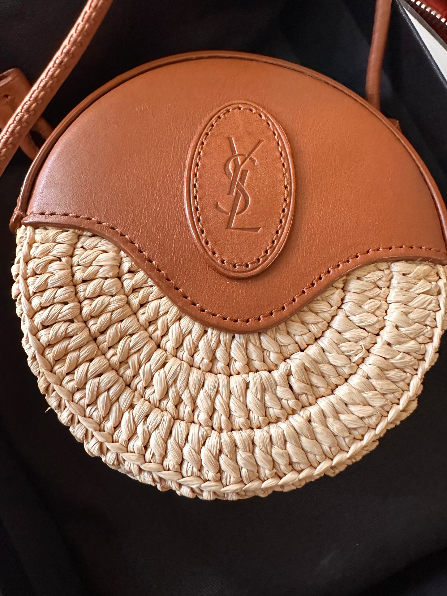 YSL raffia and Chanel micro pouch