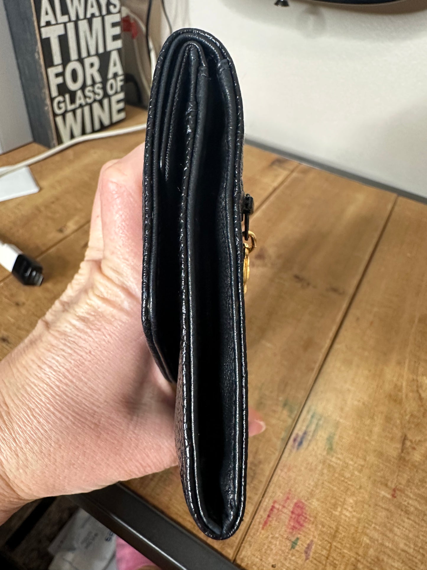 Chanel wallet double flap caviar leather