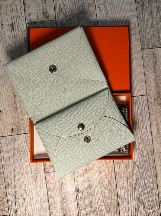 Hermes Calvi duo Vert Fizz Epsom leather