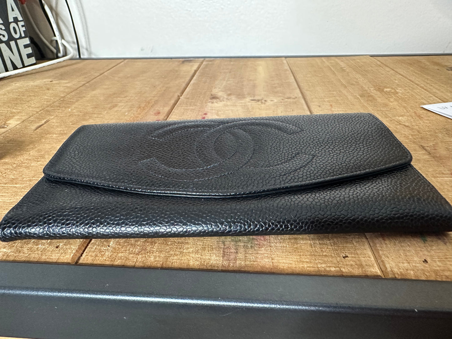 Chanel wallet double flap caviar leather
