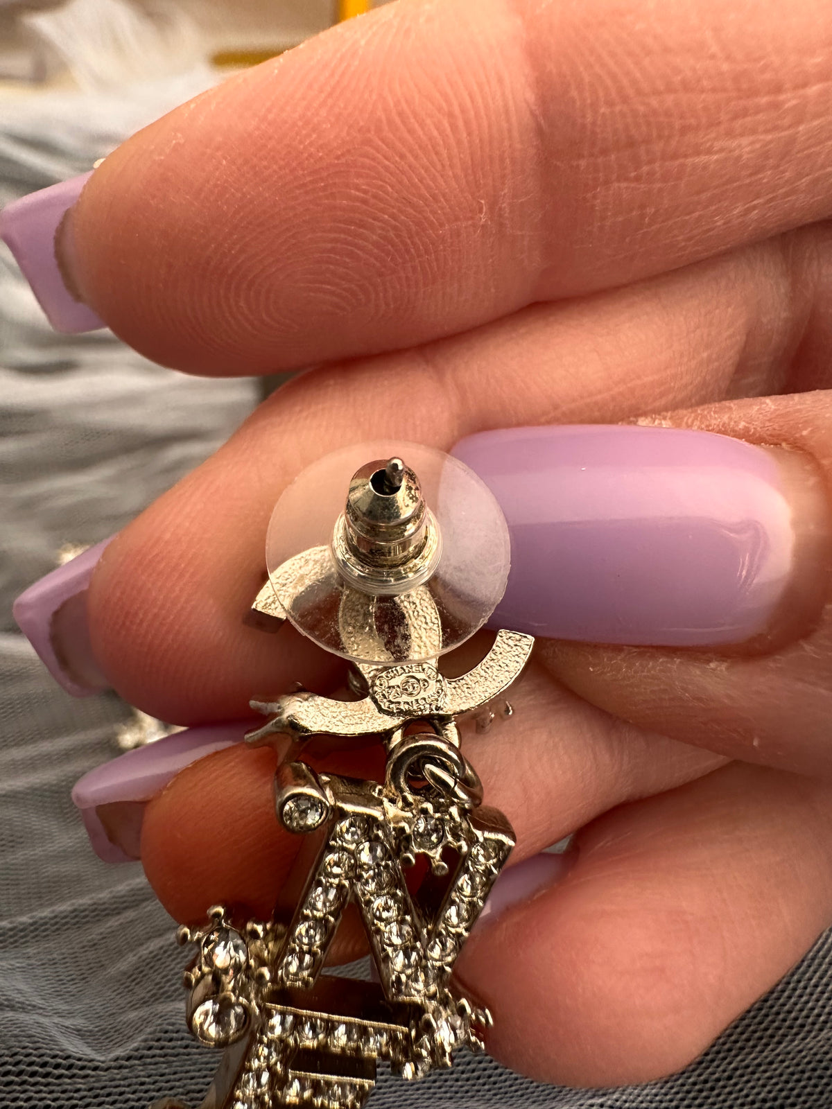 Chanel drop down logo earrings