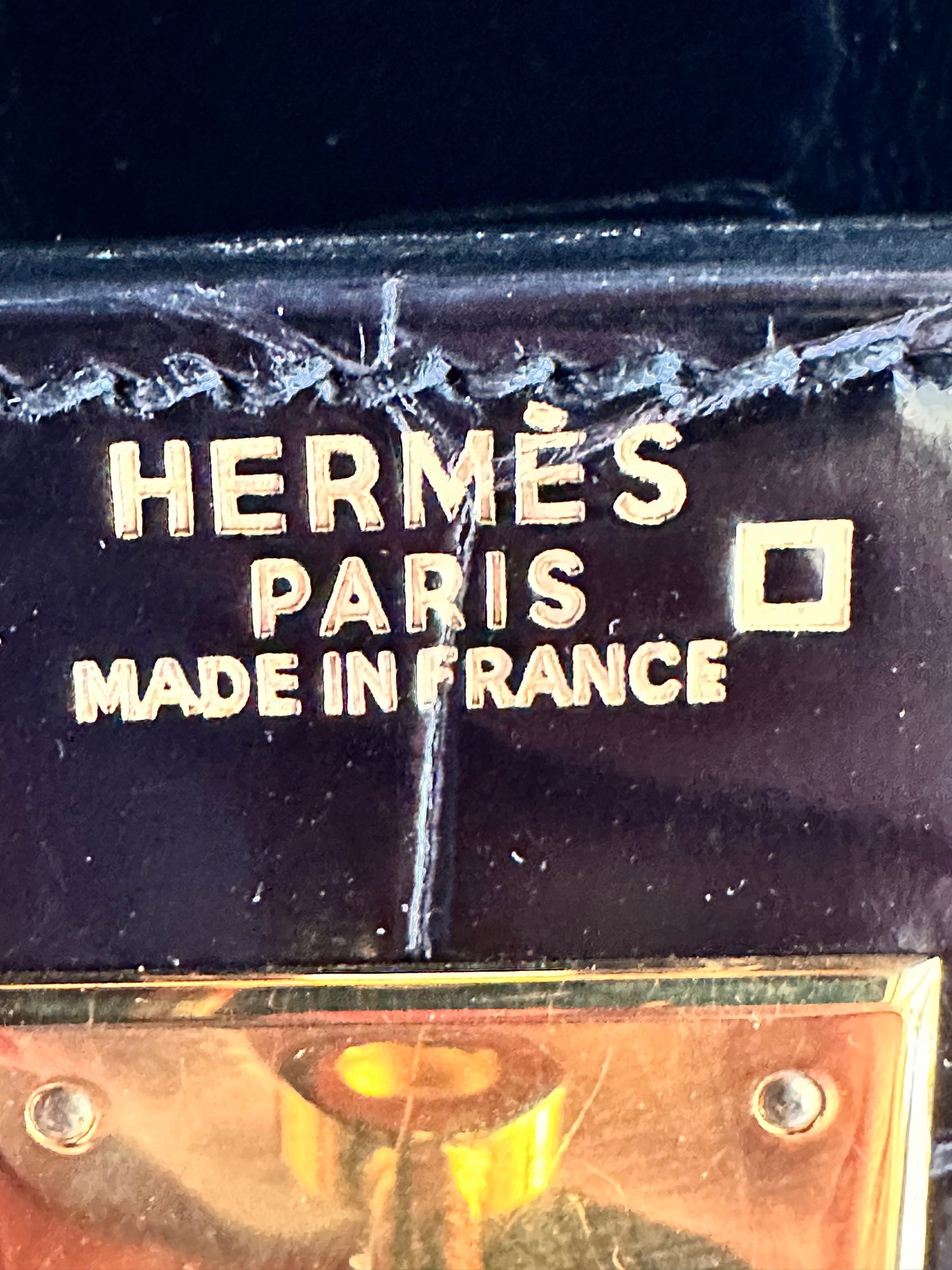 Hermes Kelly 32 Croco Porosus noir