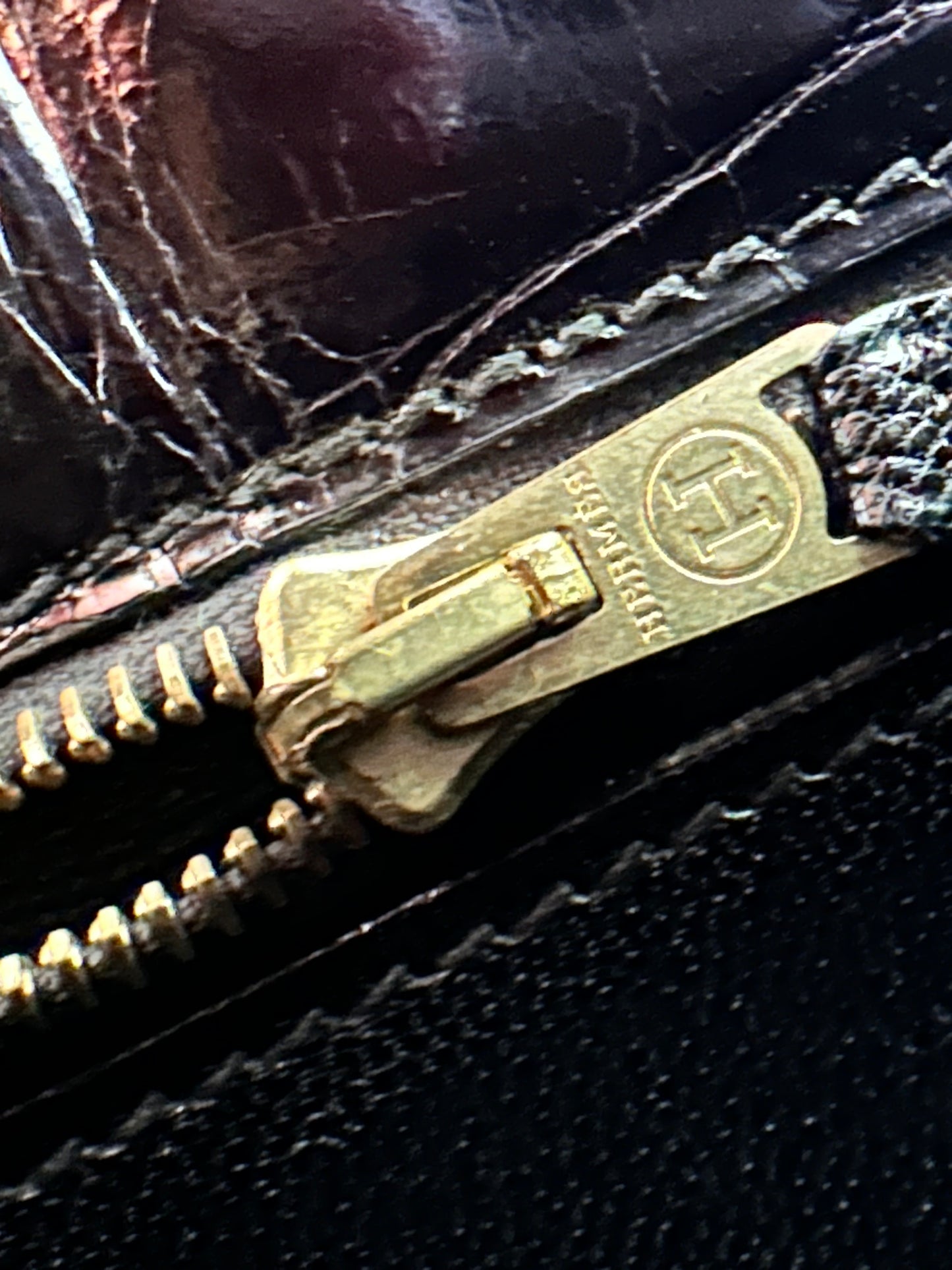 Hermes Kelly 32 Croco Porosus noir