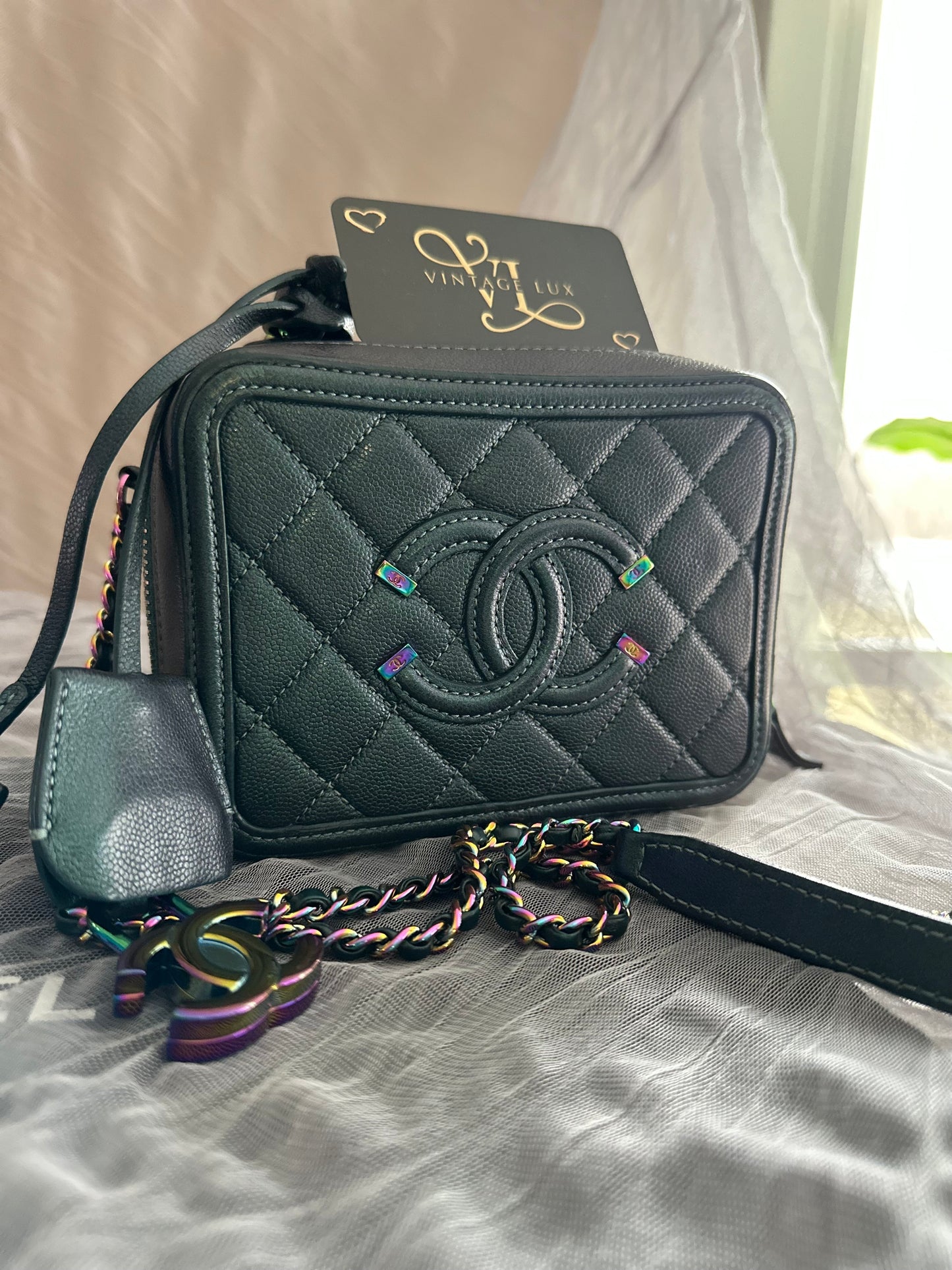 Chanel iridescent filigree vanity case