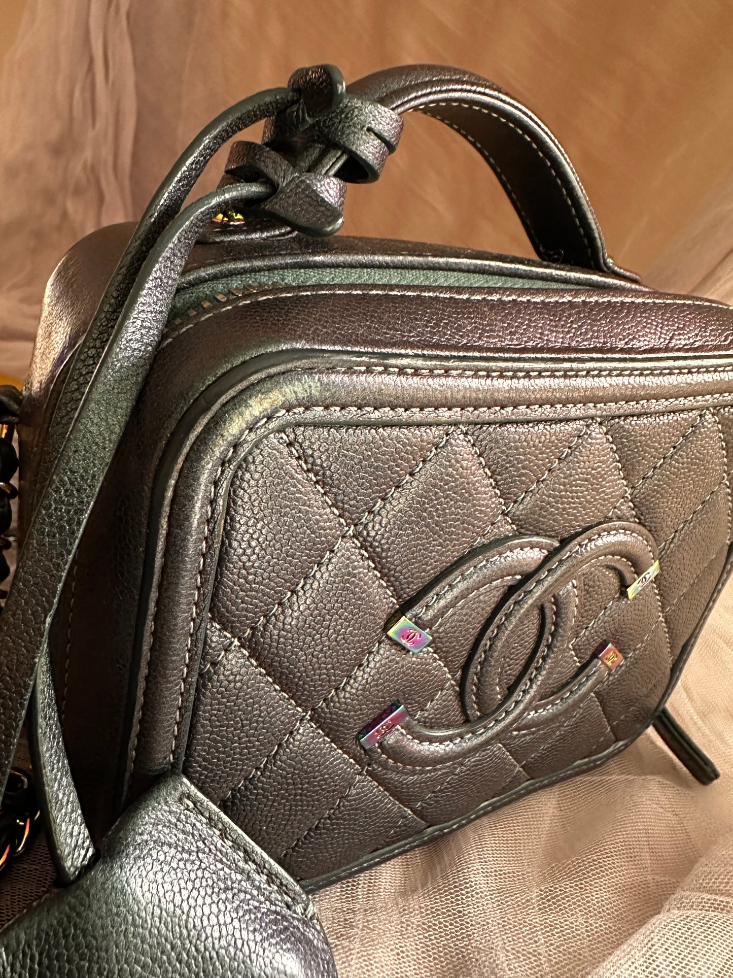 Chanel iridescent filigree vanity case
