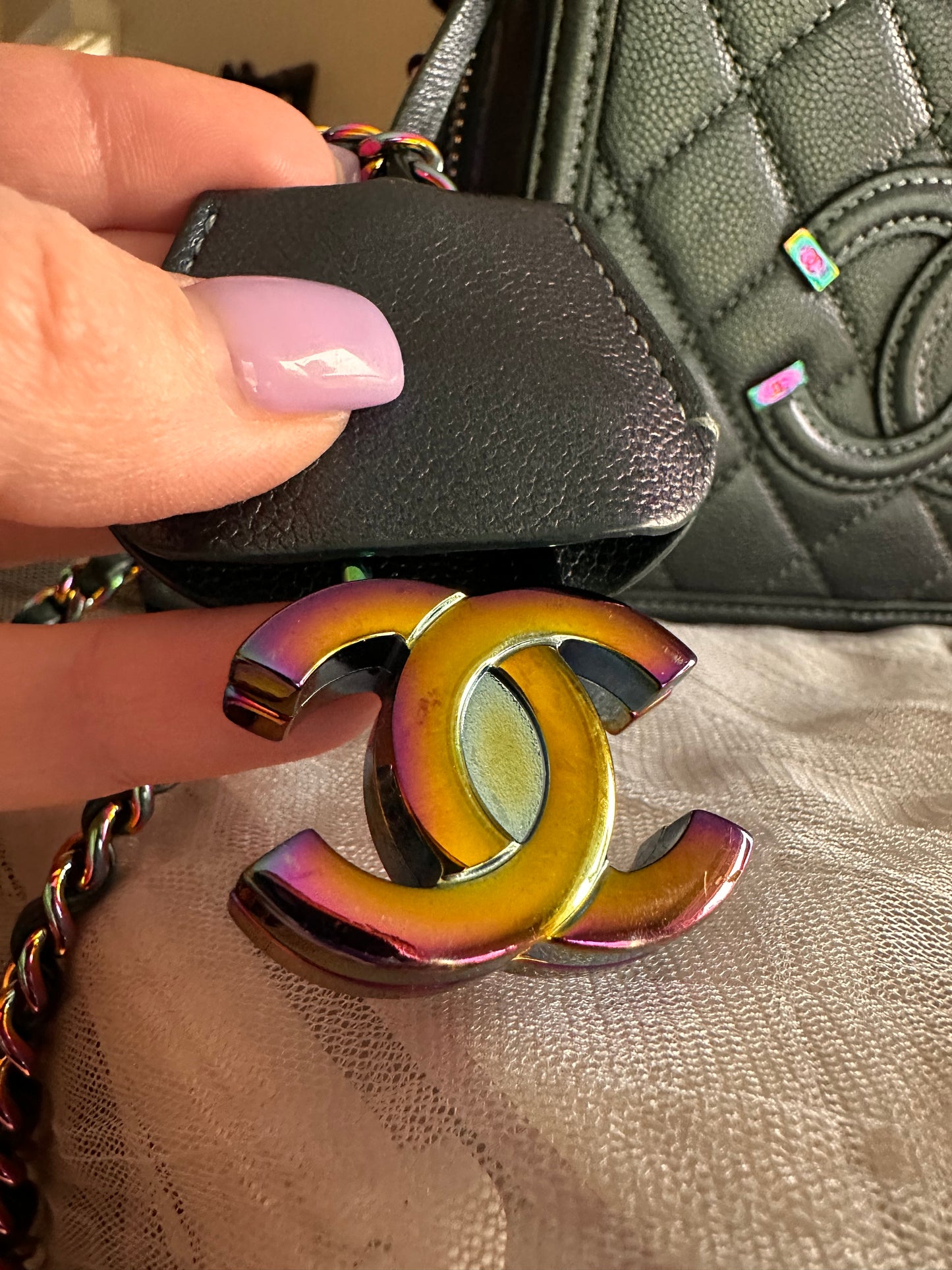 Chanel iridescent filigree vanity case