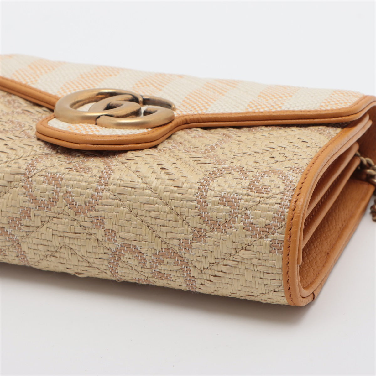 Gucci GG Marmont Raffia Wallet on Chain